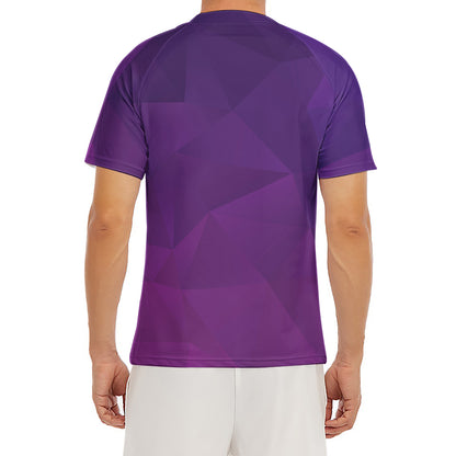 Violet Polygonal Geometric Print Men's Short Sleeve Rash Guard