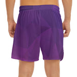 Violet Polygonal Geometric Print Men's Split Running Shorts
