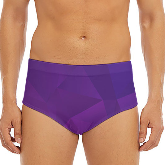 Violet Polygonal Geometric Print Men's Triangle Swim Briefs