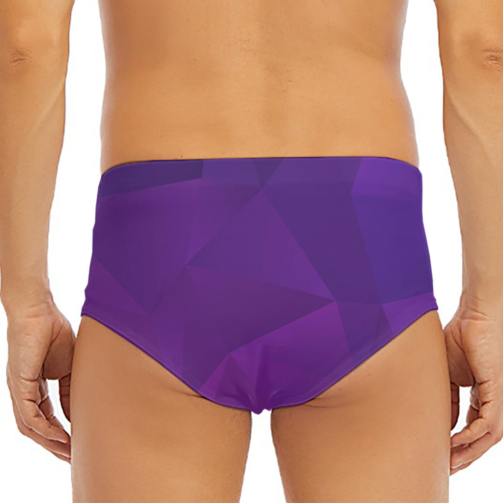 Violet Polygonal Geometric Print Men's Triangle Swim Briefs