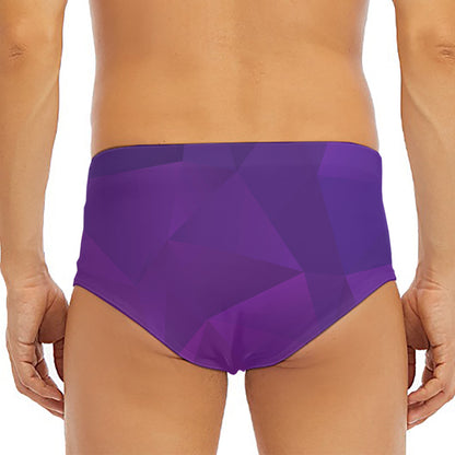 Violet Polygonal Geometric Print Men's Triangle Swim Briefs