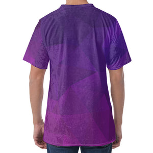 Violet Polygonal Geometric Print Men's Velvet T-Shirt