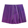 Violet Polygonal Geometric Print Mesh Shorts