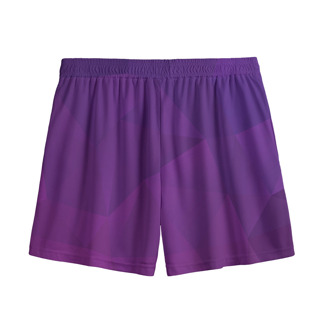 Violet Polygonal Geometric Print Mesh Shorts