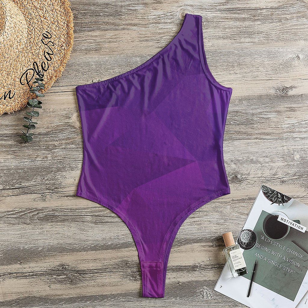 Violet Polygonal Geometric Print One Shoulder Bodysuit