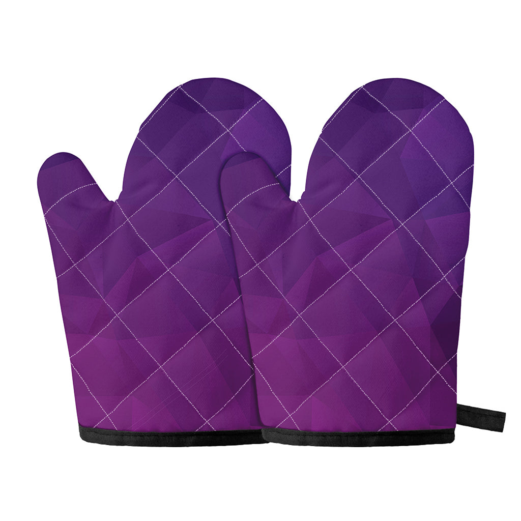 Violet Polygonal Geometric Print Oven Mitts