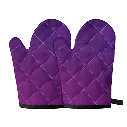 Violet Polygonal Geometric Print Oven Mitts