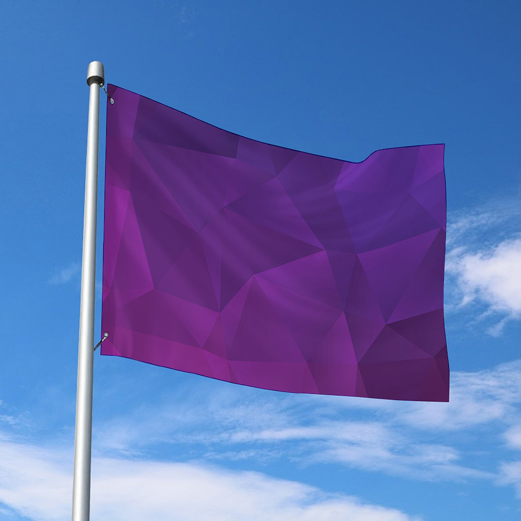 Violet Polygonal Geometric Print Polyester Flag