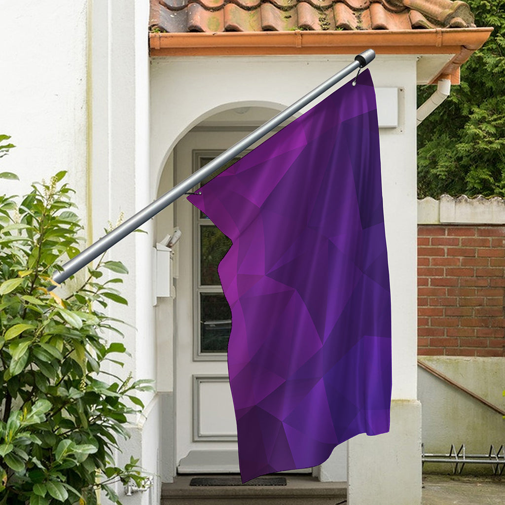 Violet Polygonal Geometric Print Polyester Flag