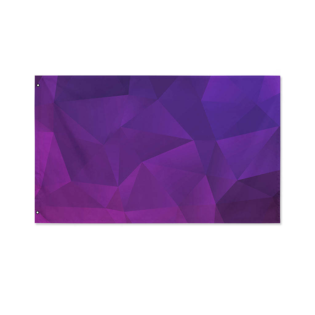 Violet Polygonal Geometric Print Polyester Flag