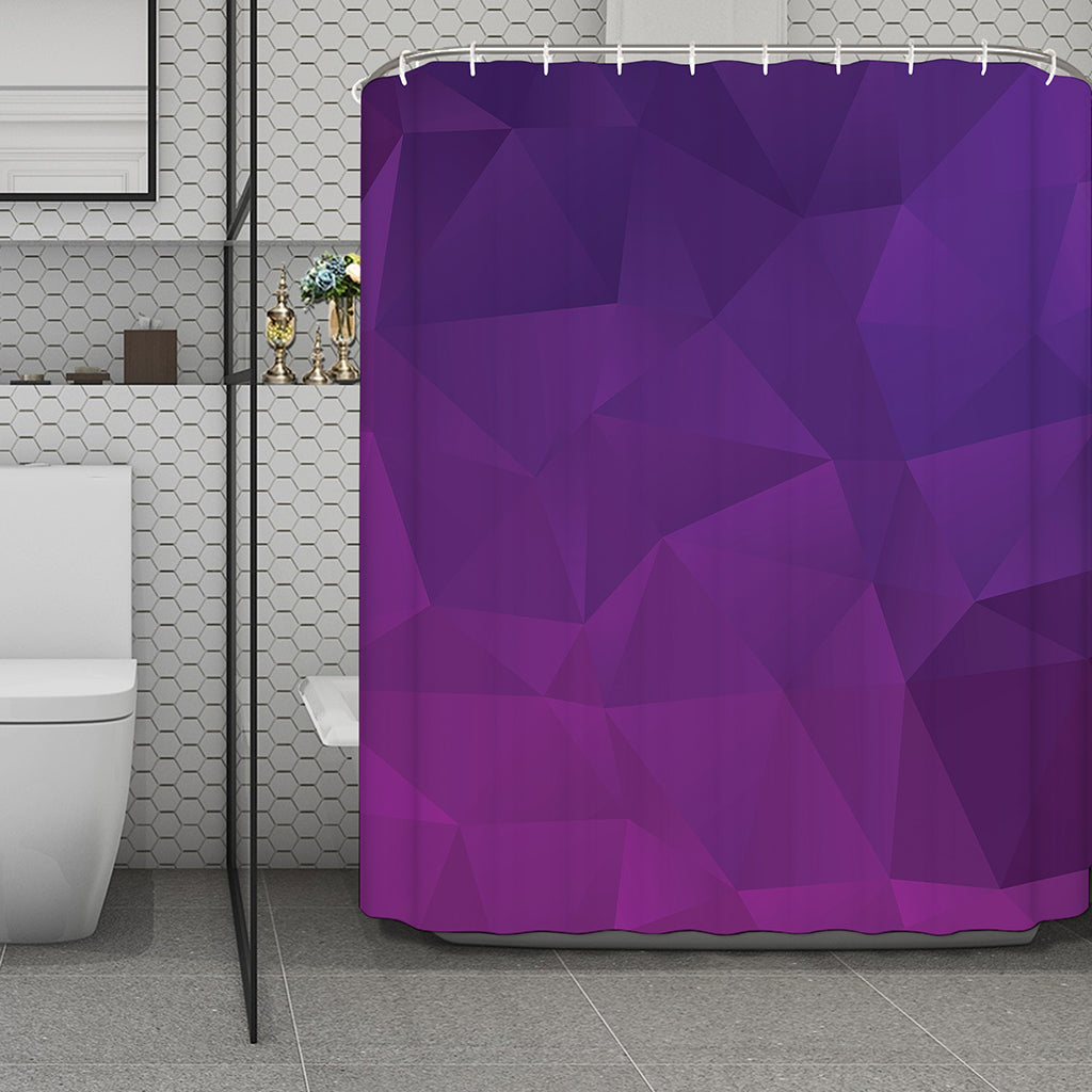 Violet Polygonal Geometric Print Polyester Shower Curtain