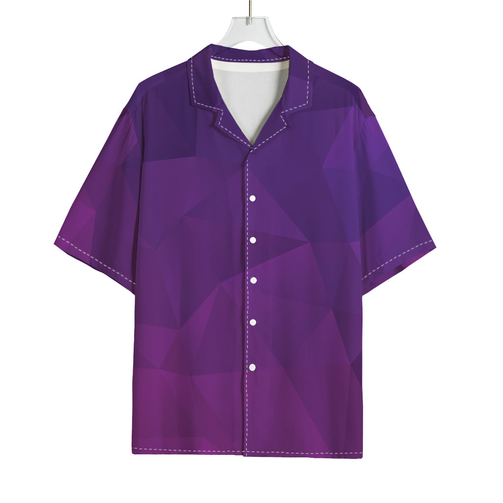 Violet Polygonal Geometric Print Rayon Hawaiian Shirt