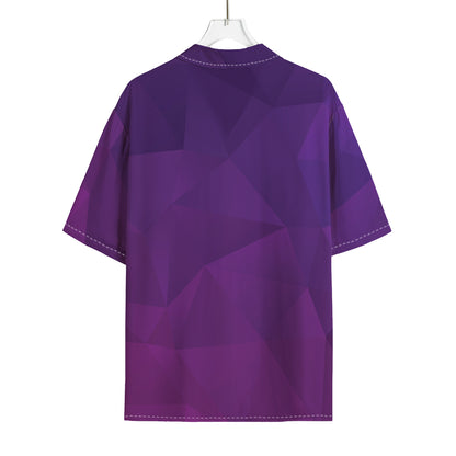Violet Polygonal Geometric Print Rayon Hawaiian Shirt