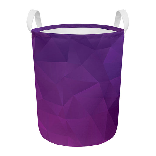 Violet Polygonal Geometric Print Round Laundry Basket
