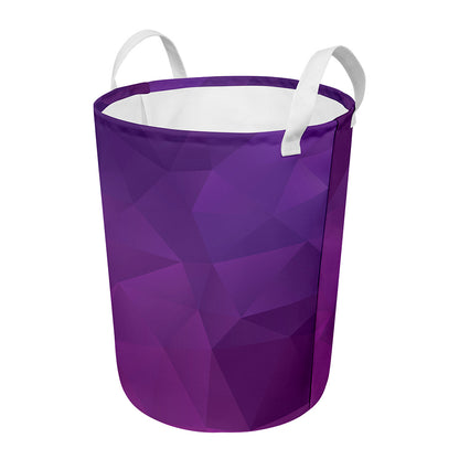 Violet Polygonal Geometric Print Round Laundry Basket