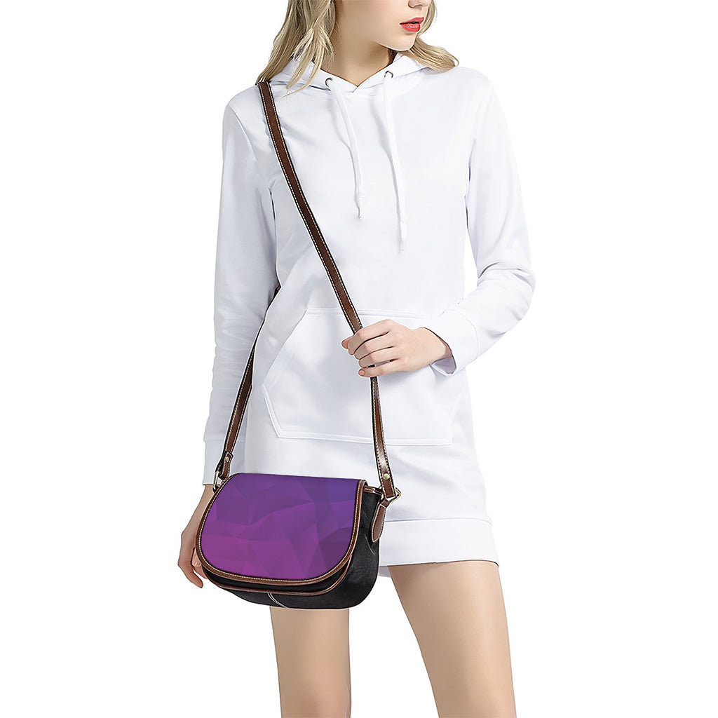 Violet Polygonal Geometric Print Saddle Bag