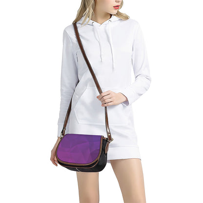 Violet Polygonal Geometric Print Saddle Bag