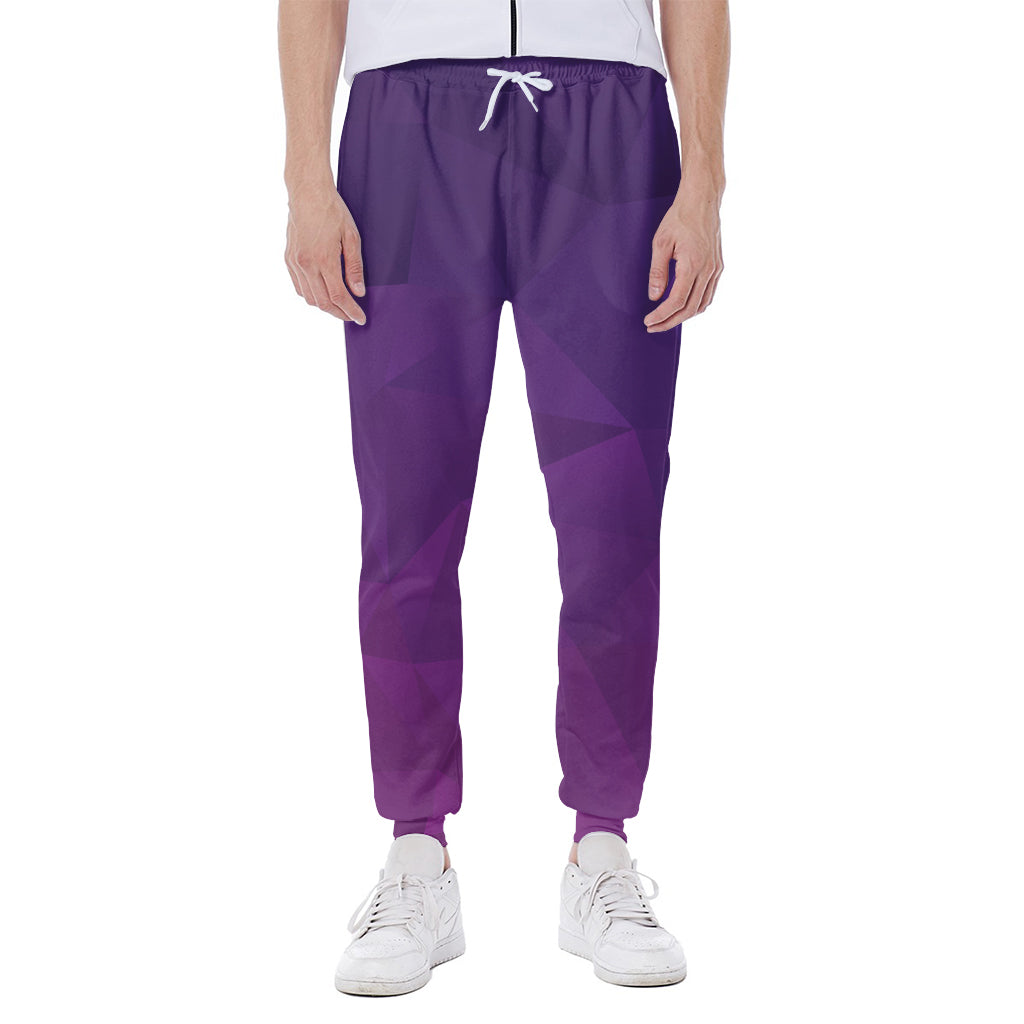 Violet Polygonal Geometric Print Scuba Joggers