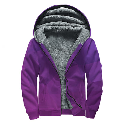 Violet Polygonal Geometric Print Sherpa Lined Zip Up Hoodie