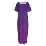 Violet Polygonal Geometric Print Short Sleeve Long Nightdress