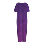Violet Polygonal Geometric Print Short Sleeve Long Nightdress