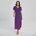 Violet Polygonal Geometric Print Short Sleeve Maxi Dress