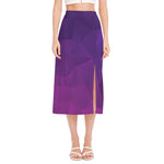 Violet Polygonal Geometric Print Side Slit Midi Skirt