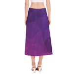 Violet Polygonal Geometric Print Side Slit Midi Skirt