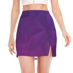Violet Polygonal Geometric Print Side Slit Mini Skirt