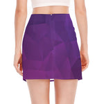 Violet Polygonal Geometric Print Side Slit Mini Skirt