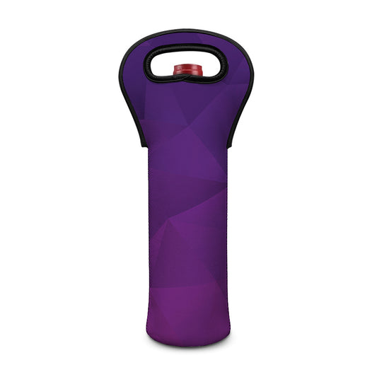 Violet Polygonal Geometric Print Single Neoprene Wine Tote
