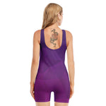 Violet Polygonal Geometric Print Sleeveless One Piece Swimsuit