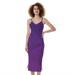 Violet Polygonal Geometric Print Slim Fit Midi Cami Dress