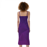Violet Polygonal Geometric Print Slim Fit Midi Cami Dress