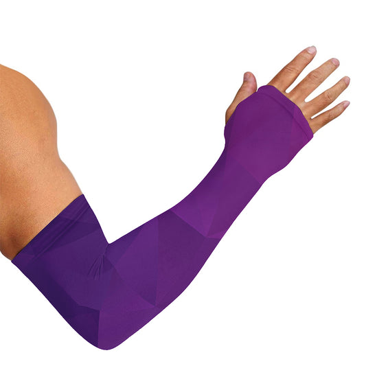 Violet Polygonal Geometric Print Sun Protection Arm Sleeves
