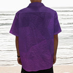 Violet Polygonal Geometric Print Textured Short Sleeve Shirt