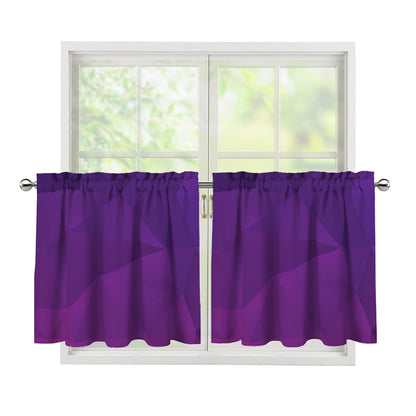 Violet Polygonal Geometric Print Tier Curtains
