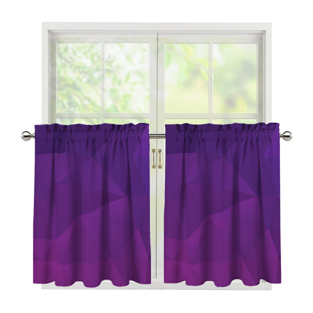 Violet Polygonal Geometric Print Tier Curtains