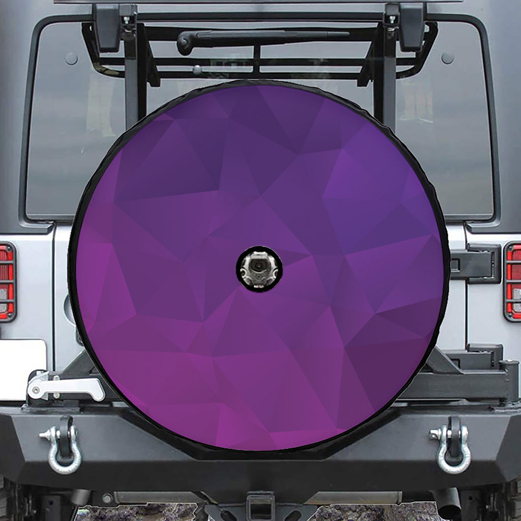 Violet Polygonal Geometric Print Tire Cover With Camera Hole