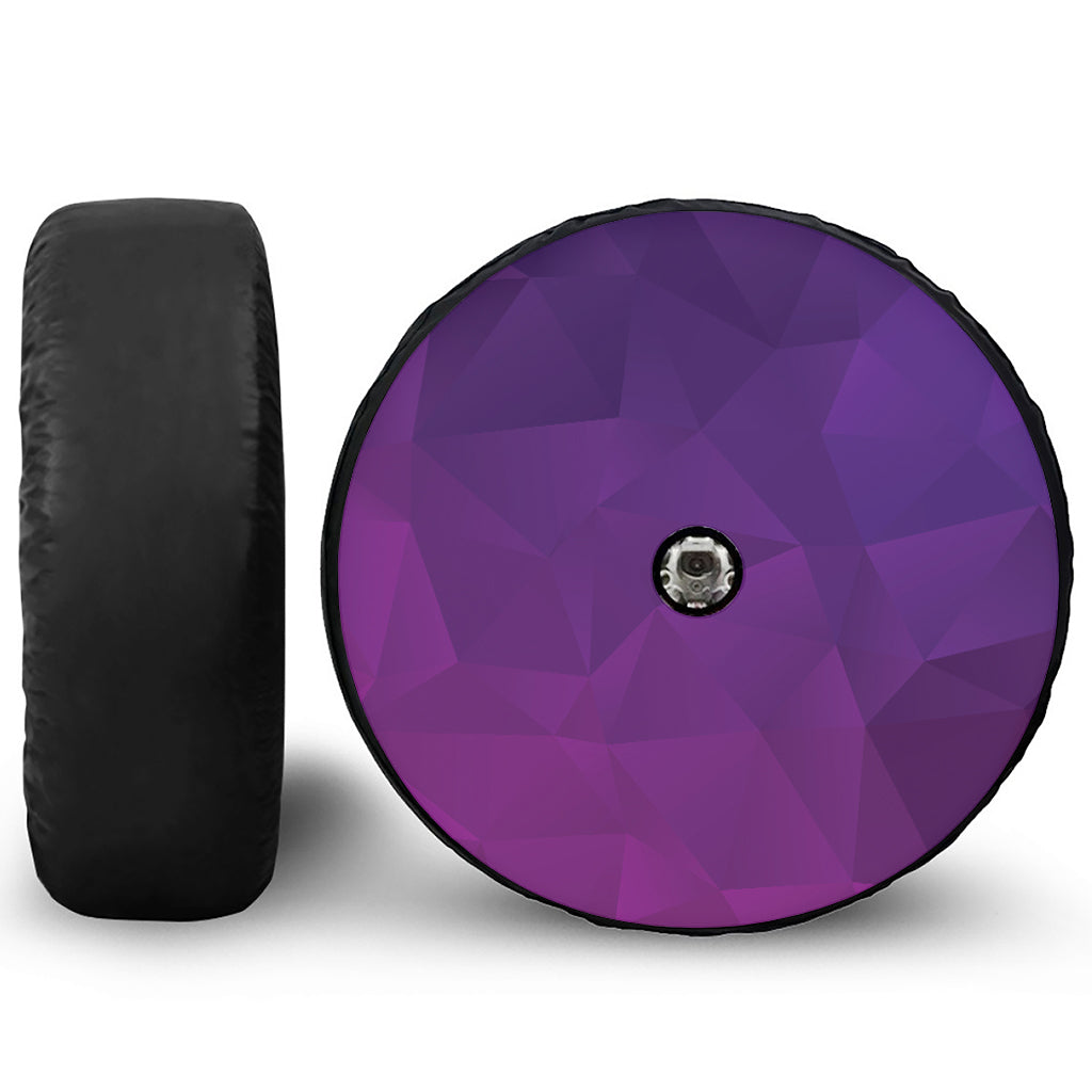 Violet Polygonal Geometric Print Tire Cover With Camera Hole