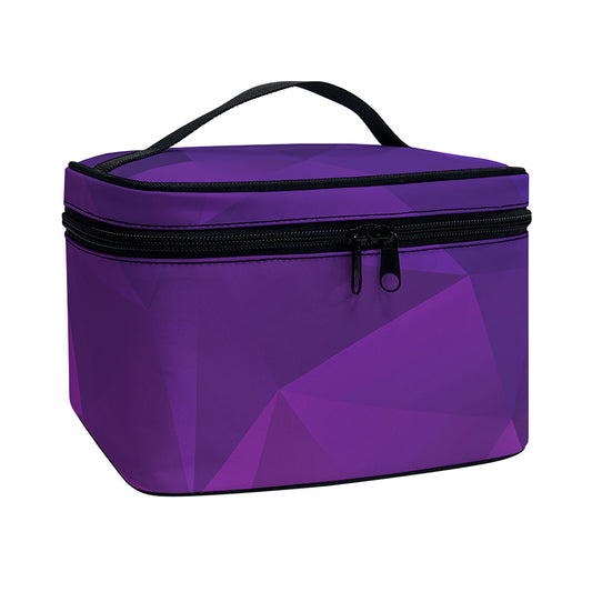 Violet Polygonal Geometric Print Travel Makeup Bag
