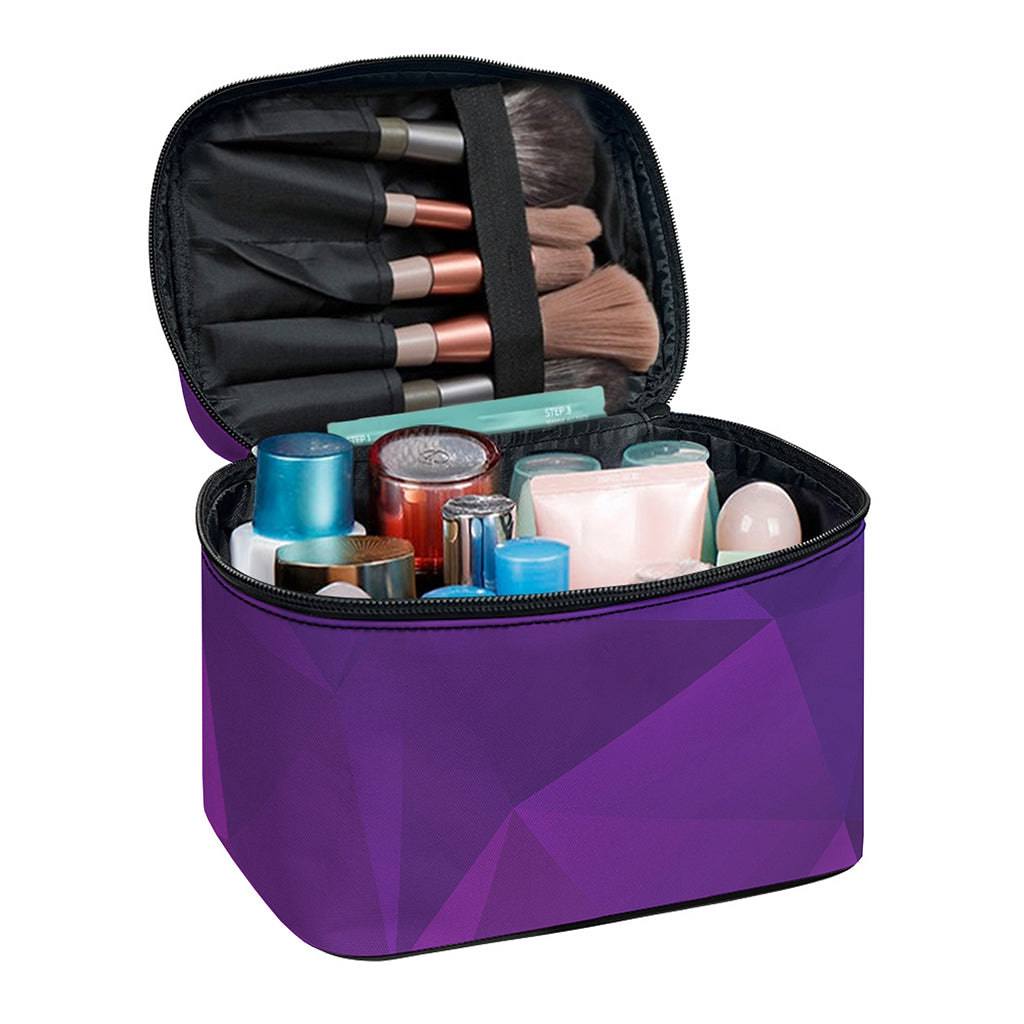 Violet Polygonal Geometric Print Travel Makeup Bag