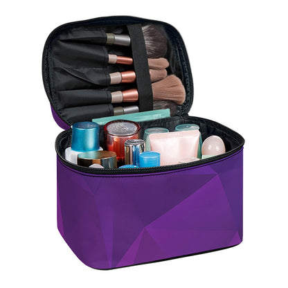 Violet Polygonal Geometric Print Travel Makeup Bag