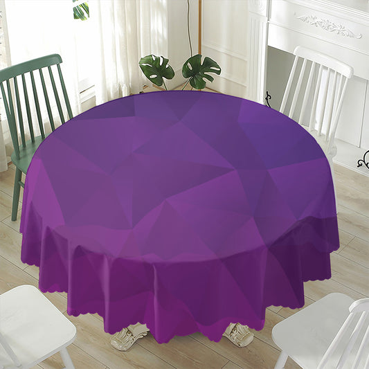Violet Polygonal Geometric Print Waterproof Round Tablecloth