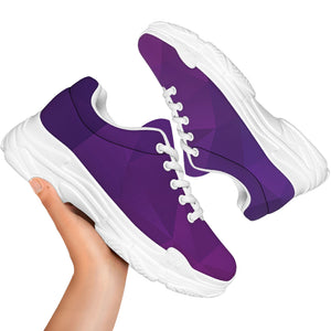 Violet Polygonal Geometric Print White Chunky Shoes