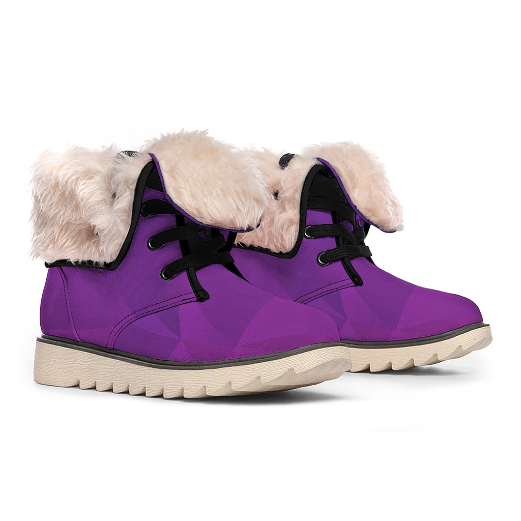 Violet Polygonal Geometric Print Winter Boots