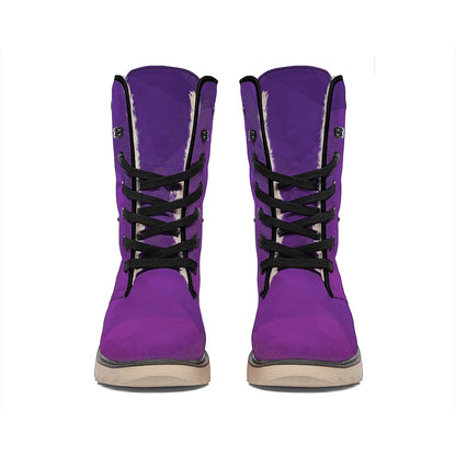Violet Polygonal Geometric Print Winter Boots