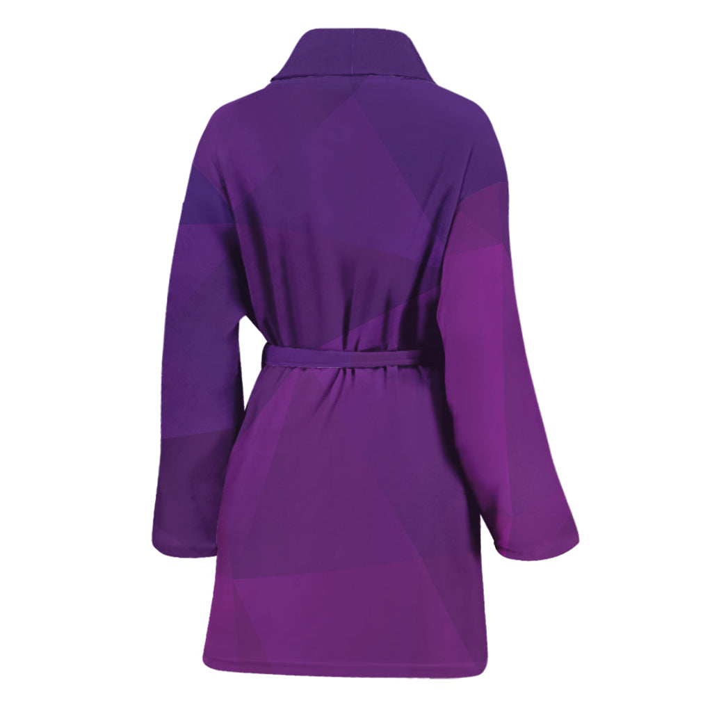 Violet Polygonal Geometric Print Women's Bathrobe