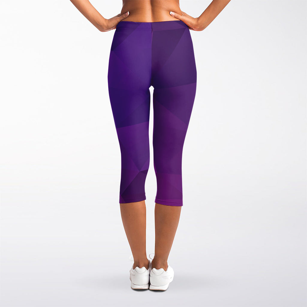 Violet Polygonal Geometric Print Women's Capri Leggings