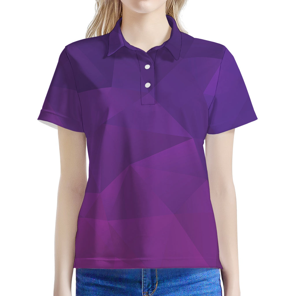 Violet Polygonal Geometric Print Women's Polo Shirt